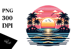 Retro Tropical Island Sunset PNG Product Image 1