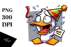 dramatic despair Funny Duck in Party Hat PNG Product Image 1