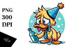 Silly Cartoon Duck with Party Hat, Cute PNG Product Image 1