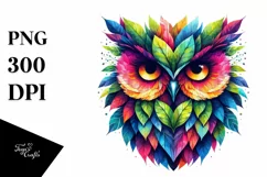 Abstract Owl with Plant Leaves, PNG Product Image 3