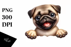 Colorful Baby Pug Watercolor Clipart Product Image 1
