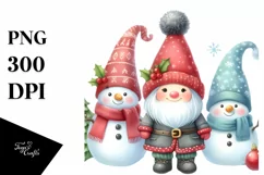 Cute Snowman in Winter Scenery with Christmas Ornaments PNG Product Image 1