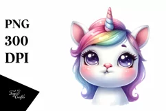 Funny Baby Face Unicorn PNG Product Image 1