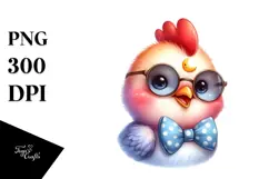 Baby Rooster with Bowtie on Moon PNG Product Image 1