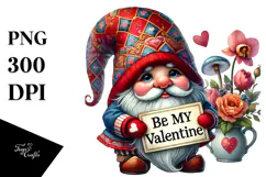 Detailed Valentines Gnome with Large Hat PNG Product Image 1