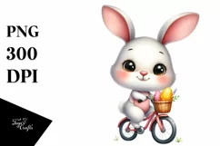 Easter Bunny Egg Flower Riding a Bike , Clipart Product Image 8