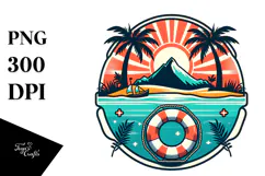 Retro Tropical Island Beach Buoy, PNG Product Image 1