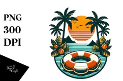 Retro Tropical Island Beach Buoy, PNG Product Image 1