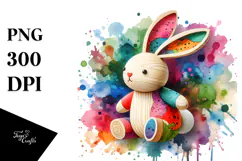 Colorful Bunny Wood PNG Product Image 1