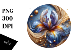 Abstract Iris with Golden Insertions PNG Product Image 1