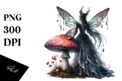 Gothic Fairy on Mushroom PNG Product Image 1