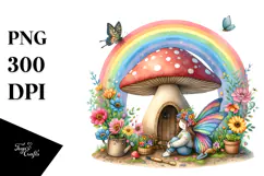 Colorful Fairy House Mushroom | Clipart Product Image 1