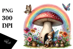 Colorful Fairy House Mushroom | Clipart Product Image 1