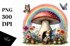 Colorful Fairy House Mushroom | Clipart Product Image 1