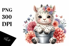 cute Baby Unicorn in Dahlia Frame | Sublimation | Clipart Product Image 3