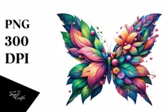 Abstract Vibrant Butterfly with Leaf Body PNG Product Image 1