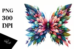 Abstract Vibrant Butterfly with Leaf Body PNG Product Image 3