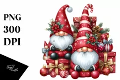 Red Christmas Gnomes Ornaments PNG Product Image 3