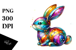 splashy Colorful Bunny Made of , PNG Product Image 1