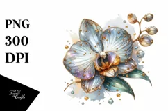 Detailed Shiny Orchid made of like Material | Watercolor Product Image 1