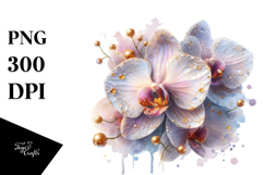 Detailed Shiny Orchid made of like Material | Watercolor Product Image 1