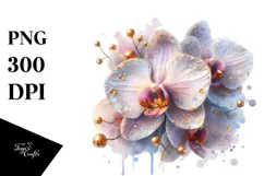 Detailed Shiny Orchid made of like Material | Watercolor Product Image 1
