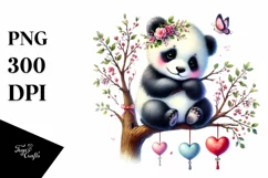 Adorned Panda on Tree Branch, High-Res PNG Product Image 1