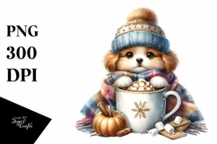 Dog with Hot Cocoa PNG Product Image 1