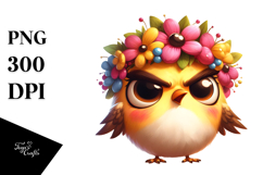 Bird with Flower Crown, Centered PNG Product Image 1