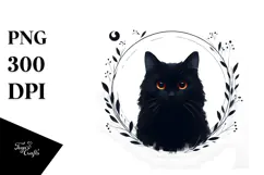 Digital Painting Black Cat PNG Product Image 1