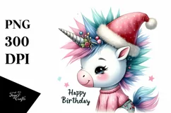 Baby Unicorn with Santa Hat, PNG Product Image 7