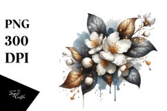 Shiny Golden Jasmine Watercolor Splash | Clipart Product Image 3