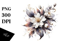 Shiny Golden Jasmine Watercolor Splash | Clipart Product Image 3