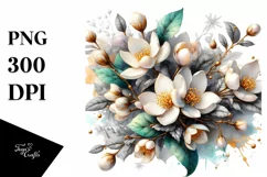 Shiny Golden Jasmine Watercolor Splash | Clipart Product Image 1