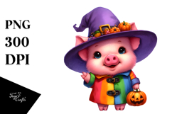 Cute Baby Pig Dressed for Halloween PNG Product Image 1