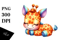 Colorful Sleeping Baby Giraffe | Clipart Product Image 1