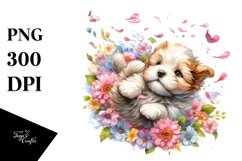 Colorful Baby Dog Spring Petals | Sublimation Clipart Product Image 1