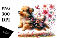 Colorful Baby Dog Spring Petals | Sublimation Clipart Product Image 3