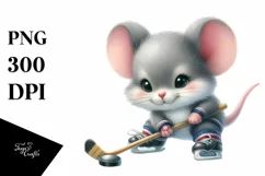 Cute Baby Mouse Hockey | Sublimation Clipart Product Image 1