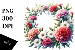 Vibrant Carnation Wreath | Clipart Product Image 1