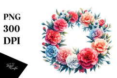 Vibrant Carnation Wreath | Clipart Product Image 1