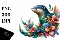 Abstract Vibrant Otter with Leaf Body PNG Product Image 1