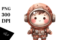 Washed Watercolor Astronaut Girl | Clipart Product Image 1