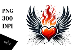 Red Paintbrush Heart with Wings PNG Product Image 1