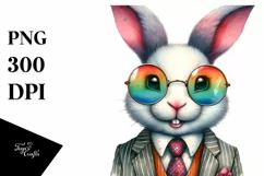 Funny Cute Bunny Wearing Retro es | Clipart Product Image 3