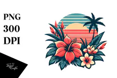 Retro Tropical Flower Sunset, 20 oz Tumbler Product Image 1
