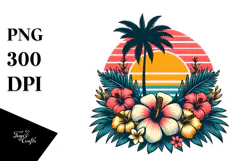 Retro Tropical Flower Sunset, 20 oz Tumbler Product Image 1