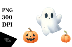 Funny Halloween Ghost Clipart, White Background Product Image 1