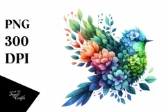 Abstract Vibrant Bird with Flower Body PNG Product Image 3