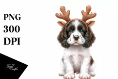 Watercolor English Springer Spaniel in Front of Christmas Product Image 1
